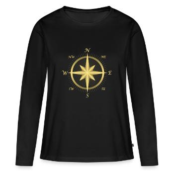 Kompass - Frauen Premium Bio Langarmshirt - Schwarz - Vorne - Julia (174cm)