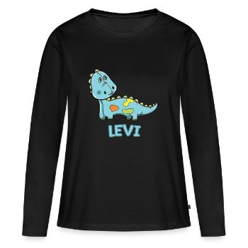 Dinosaure enfant drôle anniversaire cadeau Levi - T-shirt manches longues Premium bio Femme - noir - Devant - Julia (174cm)