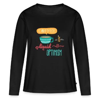 Le café est liquide Optimisme - T-shirt manches longues Premium bio Femme - noir - Devant - Julia (174cm)
