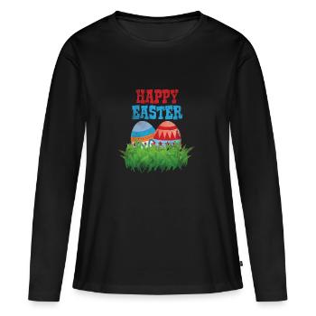 Pâques Les oeufs de Pâques Jésus-Christ Pâques - T-shirt manches longues Premium bio Femme - noir - Devant - Julia (174cm)