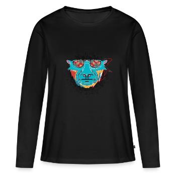 Pop Art Turquoise Tiger - T-shirt manches longues Premium bio Femme - noir - Devant - Julia (174cm)