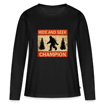 Hide and Seek Champion Funny Bigfoot Lover UFO - Frauen Premium Bio Langarmshirt - Schwarz - Vorne - Julia (174cm)