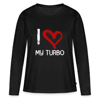 J'aime mon turbo - T-shirt manches longues Premium bio Femme - noir - Devant - Julia (174cm)
