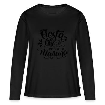 FIESTA COMME NON MANANA THERES - T-shirt manches longues Premium bio Femme - noir - Devant - Julia (174cm)