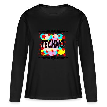 techno - T-shirt manches longues Premium bio Femme - noir - Devant - Julia (174cm)