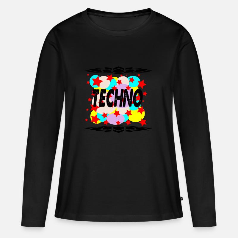 Techno - Frauen Premium Bio Langarmshirt - Schwarz