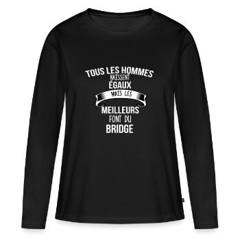 Bridge - T-shirt manches longues Premium bio Femme - noir - Devant - Julia (174cm)