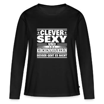 Clever Kirchenmusikerin - Frauen Premium Bio Langarmshirt - Schwarz - Vorne - Julia (174cm)