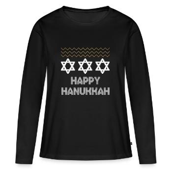 Ugly Hanukkah, Chanukkah, Lichterfest, Geschenk - Frauen Premium Bio Langarmshirt - Schwarz - Vorne - Julia (174cm)