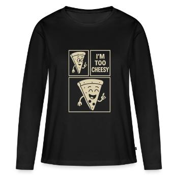 Je suis trop ringard Pizza Bande dessinée - T-shirt manches longues Premium bio Femme - noir - Devant - Julia (174cm)