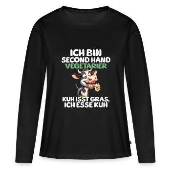 Second Hand Vegetarier - Frauen Premium Bio Langarmshirt - Schwarz - Vorne - Julia (174cm)
