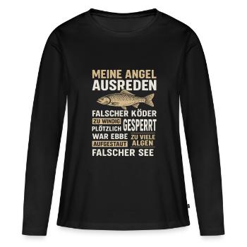Excuses de pêche – pas de poisson, de nombreuses raisons - T-shirt manches longues Premium bio Femme - noir - Devant - Julia (174cm)