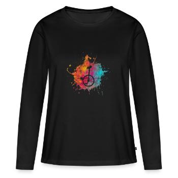 Farbklecks Einrad Einrad-fahren Geschenk Radsport - Frauen Premium Bio Langarmshirt - Schwarz - Vorne - Julia (174cm)