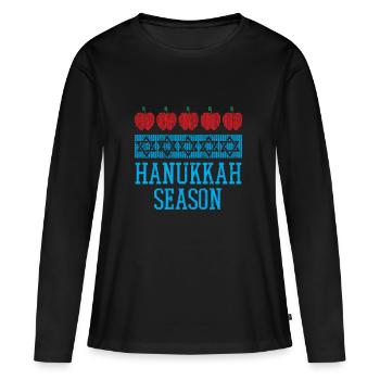 Ugly Hanukkah, Chanukkah, Lichterfest, Geschenk - Frauen Premium Bio Langarmshirt - Schwarz - Vorne - Julia (174cm)