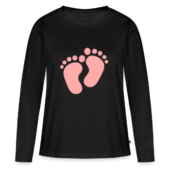 Fussabdruck Fußabdrücke Babyfüsse rosa Füßchen - Frauen Premium Bio Langarmshirt - Schwarz - Vorne - Julia (174cm)