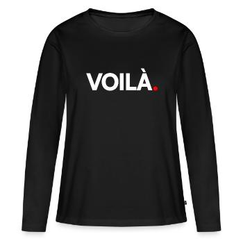 VOILÀ | Réaction humour minimaliste - T-shirt manches longues Premium bio Femme - noir - Devant - Julia (174cm)