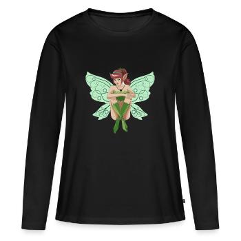 Fee - Frauen Premium Bio Langarmshirt - Schwarz - Vorne - Julia (174cm)