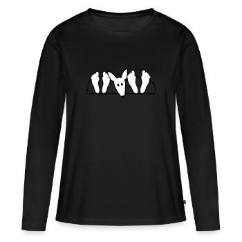 Podenco au lit - T-shirt manches longues Premium bio Femme - noir - Devant - Julia (174cm)
