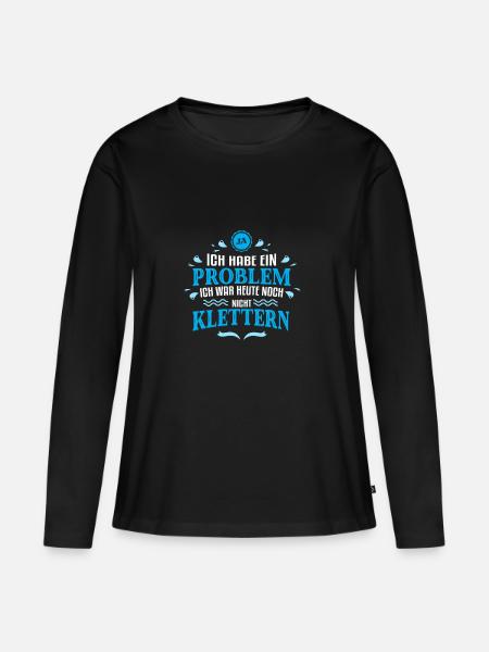 Ich war noch nicht Klettern - Frauen Premium Bio Langarmshirt - Schwarz