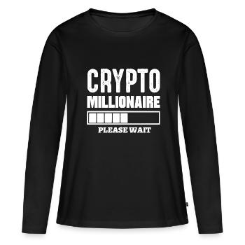 Crypto Millionaire Loading s’il vous plaît attendre Bitcoin - T-shirt manches longues Premium bio Femme - noir - Devant - Julia (174cm)