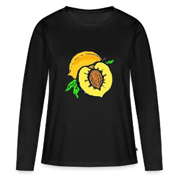 abricots veggie Veggie abricot fruits8 - T-shirt manches longues Premium bio Femme - noir - Devant - Julia (174cm)