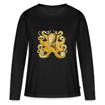 poulpe géant calmar, poulpe, calmar, poissons seiche - T-shirt manches longues Premium bio Femme - noir - Devant - Julia (174cm)
