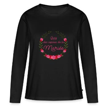 Gang des copines de la mariée - T-shirt manches longues Premium bio Femme - noir - Devant - Julia (174cm)