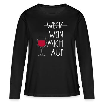 Weck Wein - Frauen Premium Bio Langarmshirt - Schwarz - Vorne - Julia (174cm)