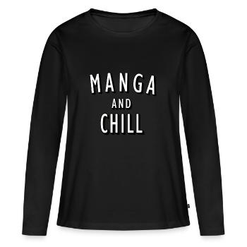 Manga et Chill - T-shirt manches longues Premium bio Femme - noir - Devant - Julia (174cm)