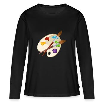 maler painter pinsel paint farbe artist color colo - Frauen Premium Bio Langarmshirt - Schwarz - Vorne - Julia (174cm)
