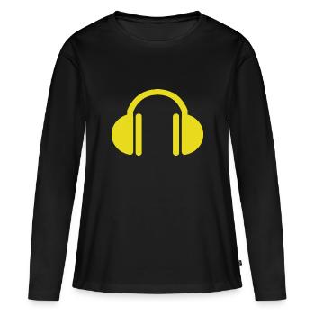 Casque jaune - T-shirt manches longues Premium bio Femme - noir - Devant - Julia (174cm)