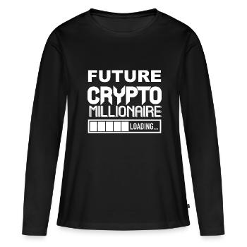 Crypto Millionaire Loading s’il vous plaît attendre Bitcoin - T-shirt manches longues Premium bio Femme - noir - Devant - Julia (174cm)