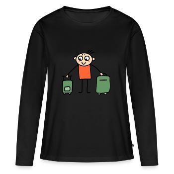L'homme avec des valises sur un voyage - T-shirt manches longues Premium bio Femme - noir - Devant - Julia (174cm)