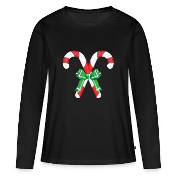 sucre de canne - T-shirt manches longues Premium bio Femme - noir - Devant - Julia (174cm)