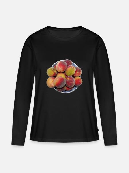 peach pfirsich veggie gemuese fruits13 - Frauen Premium Bio Langarmshirt - Schwarz