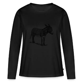 baudet - T-shirt manches longues Premium bio Femme - noir - Devant - Julia (174cm)