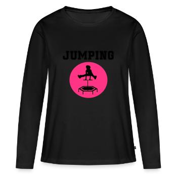 jumping trampolin girl jumpen jump Geschenk - Frauen Premium Bio Langarmshirt - Schwarz - Vorne - Julia (174cm)