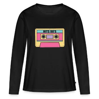 90's Hits Musiker - Frauen Premium Bio Langarmshirt - Schwarz - Vorne - Julia (174cm)