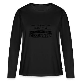 geburtstag legende goettin Daniela - Frauen Premium Bio Langarmshirt - Schwarz - Vorne - Julia (174cm)