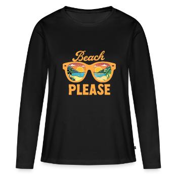 Plage S’il vous plaît Lunettes de soleil avec Mer Plage Heure d’été - T-shirt manches longues Premium bio Femme - noir - Devant - Julia (174cm)