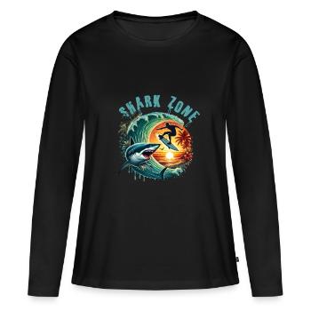 Shark Zone - Frauen Premium Bio Langarmshirt - Schwarz - Vorne - Julia (174cm)
