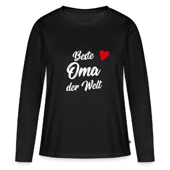 Oma Geschenk | Beste Oma der Welt für Großmutter - Frauen Premium Bio Langarmshirt - Schwarz - Vorne - Julia (174cm)