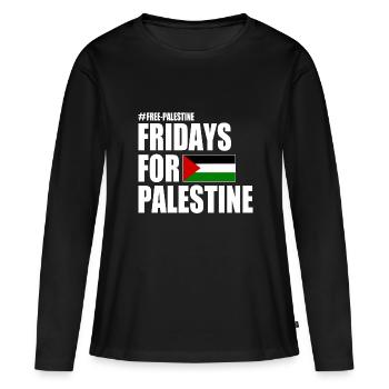 Free palestine fridays for palestine - T-shirt manches longues Premium bio Femme - noir - Devant - Julia (174cm)