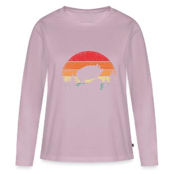 Retro Schwein Hängebauchschwein - Frauen Premium Bio Langarmshirt - Altrosa - Vorne - Julia (174cm)