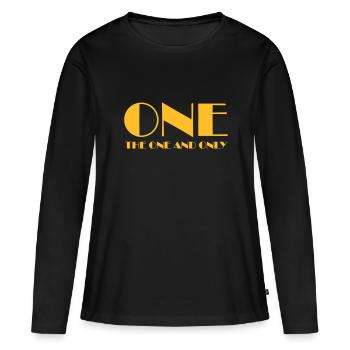 ONE - Frauen Premium Bio Langarmshirt - Schwarz - Vorne - Julia (174cm)
