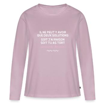 Proverbe Féminin Indiscutable - T-shirt manches longues Premium bio Femme - rose poudré - Devant - Julia (174cm)
