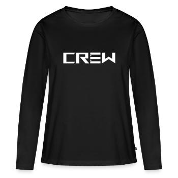 CREW Design Teamplayer - Frauen Premium Bio Langarmshirt - Schwarz - Vorne - Julia (174cm)
