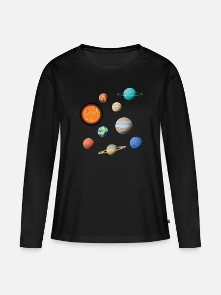 Weltraum Sonnensystem Universum Planeten - Frauen Premium Bio Langarmshirt - Schwarz