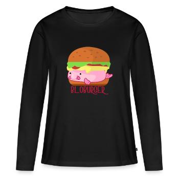 Poisson blob rose comme un hamburger - T-shirt manches longues Premium bio Femme - noir - Devant - Julia (174cm)