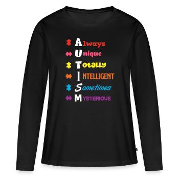 Autism Autism Autist Asperger Syndrome Puzzle - T-shirt manches longues Premium bio Femme - noir - Devant - Julia (174cm)